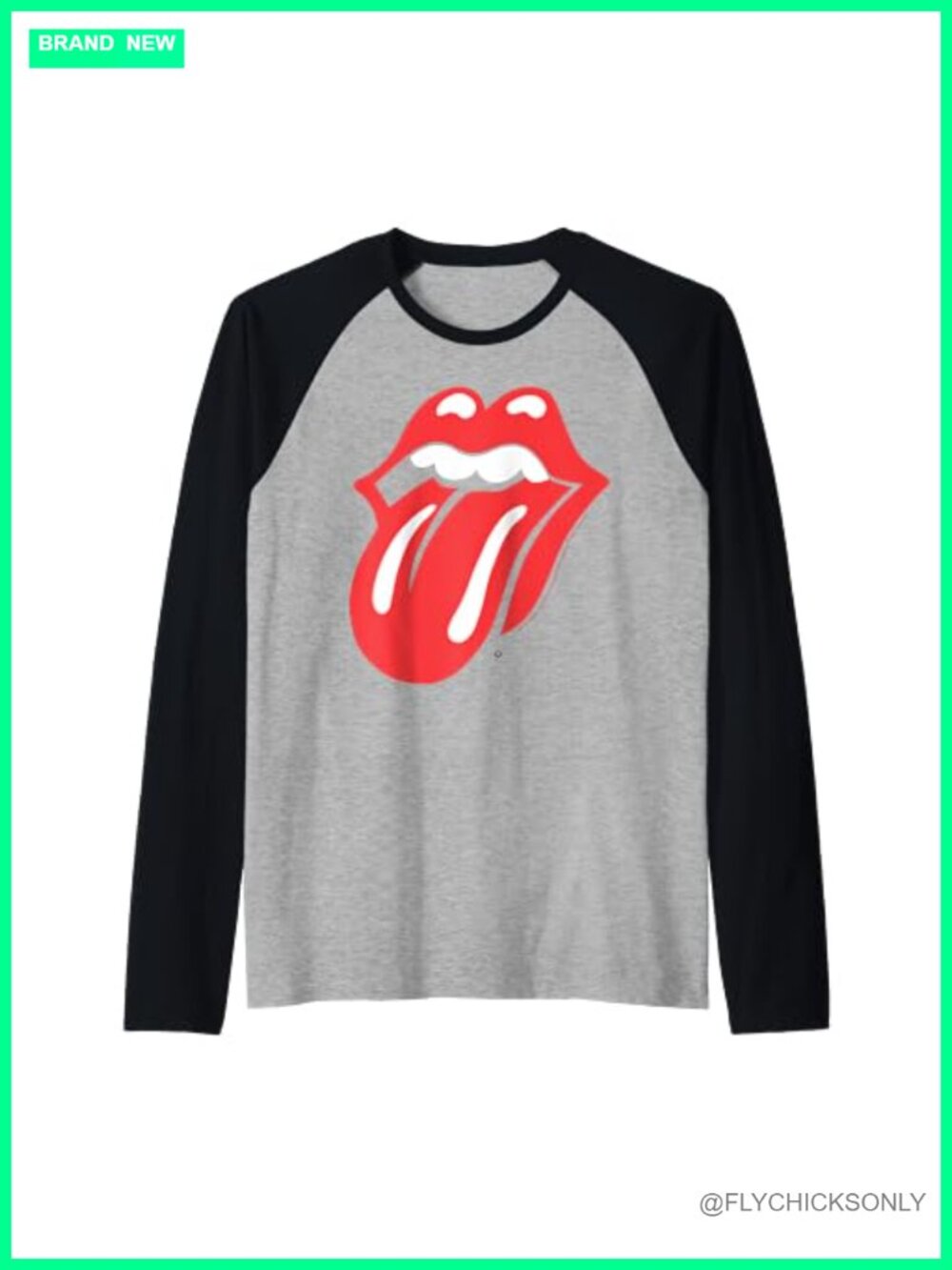 Rolling Stones Tongue Graphic Raglan Baseball Tee V-Neck Classic Fit
